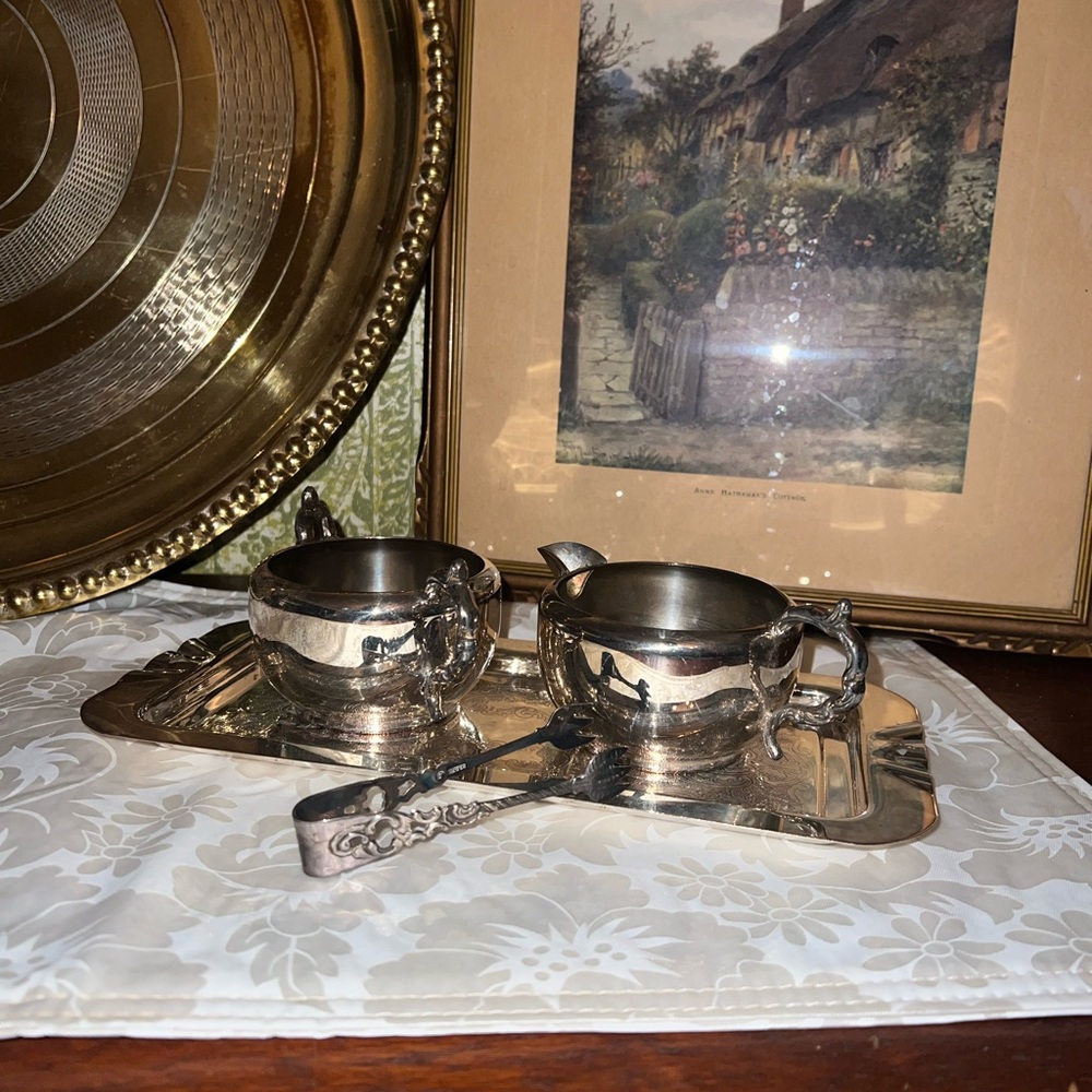Vintage Viking Plate Silverplate Cream & Sugar Set with Tray – Made in Canada